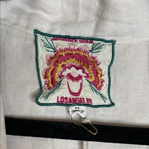 Johnny Was | Vienna Linen Light Gray Floral Embroidered Kimono Top Size XL NWT - Picture 6 of 8